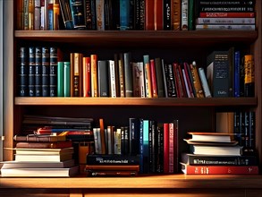 Bookshelf brimming with educational materials, AI generated