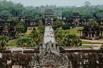 Drone shot of the Angkor Wat Complex in Siem Reap, Cambodia, Asia