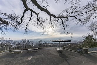 View of the city of Stuttgart, panorama from the Zeppelinstrasse viewpoint, Stuttgart,