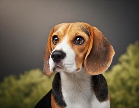 Dog, beagle, portrait, head only, puppies, dark background, AI generated, AI generated