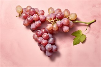 Bunch of grapes on pink background. KI generiert, generiert, AI generated