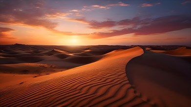 Desert dune bathed in the soft glow of twilight, AI generated