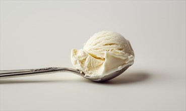 Ice cream scoop on white background, closeup AI generated