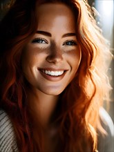 Face showing laughter lines freckles and the natural texture of skin, AI generated