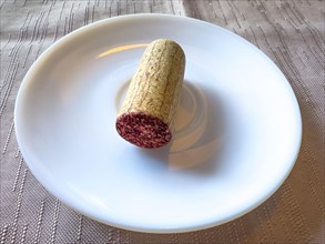 Wine Cork on a Plate in Restaurant in Switzerland
