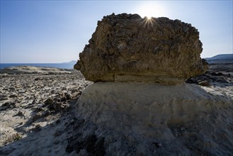 Rock formation on the coast near Sarakinikoer, Milos, Cyclades, Greece, Europe
