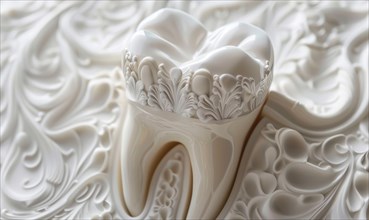 Decorated artificial tooth on a white background AI generated