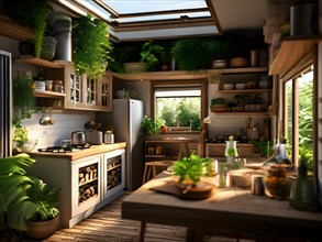 Tiny house living space with eco friendly design, AI generated