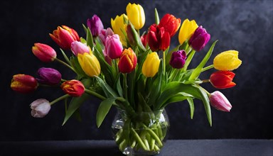A large bouquet of colourful tulips, spring, AI generated, AI generated