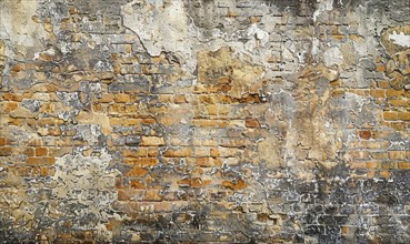 Old brick wall with patterns of peeling paint and rich textures AI generated