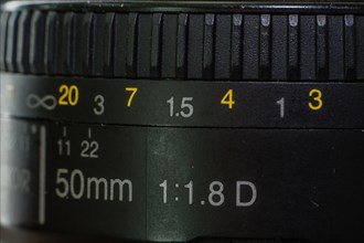 Close up detailed shot of a prime lens 50mm f1.8g