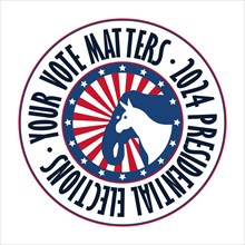 2024 Presidential vector template conceptual badge with donkey and elephant, democrats and