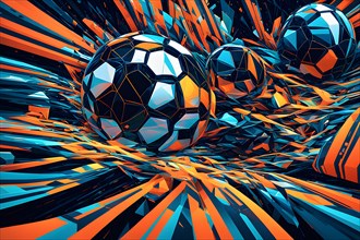 Geometric abstraction embracing a football theme, AI generated