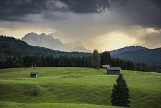 Thunderclouds, near Mittenwald, Werdenfelser Land, Upper Bavaria, Bavaria, Germany, Europe