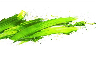 Neon green brush stroke on white background AI generated