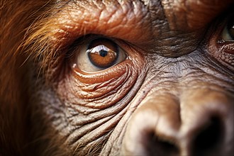 Close up of Orangutan face. KI generiert, generiert, AI generated