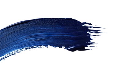 Thin round brush stroke in deep blue on white background AI generated