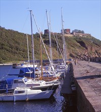 The harbor Hammerhavnen at Hammershus, which was Scandinavia's largest medieval fortification and