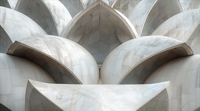 Abstract, curved architectural detail of Lotus temple in monochrome tones, ai generated, AI