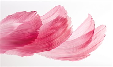 Brush stroke resembling a rose petal. Soft pink rose petals on white background AI generated