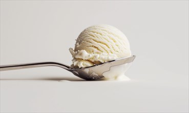 Ice cream scoop on white background, closeup AI generated