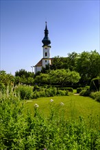 Parish church of St Joseph, with castle park, Starnberg, Fuenfseenland, Upper Bavaria, Bavaria,