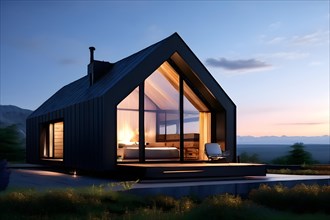 Snug tiny house embracing minimalism and focused on an economical lifestyle, AI generated