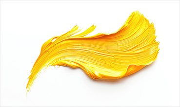 A petal-shaped brush stroke in soft yellow, resembling a chamomile petal. Yellow petal on a white