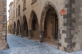 Arcade in the historic Rue des Templiers, Grimaud-Village, Var, Provence-Alpes-Cote d'Azur, France,