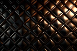 Elegant geometric woven texture in black with gold highlights, AI generated