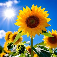 Sunflower in vibrant yellow colors, AI generated