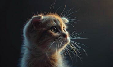 Profile of a kitten with a contemplative gaze and soft lighting AI generated