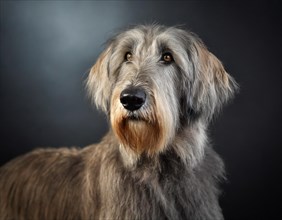 Dog, Irish Wolfhound, portrait, head only, puppies, dark background, AI generated, AI generated