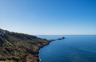 Toro island seen from the former restricted military area of the Toro peninsula, Majorca, Balearic