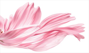 Pale pink daisy flower petals on white background AI generated