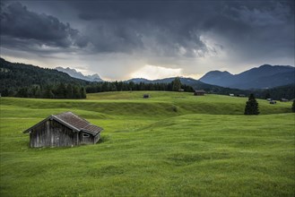 Thunderclouds, near Mittenwald, Werdenfelser Land, Upper Bavaria, Bavaria, Germany, Europe