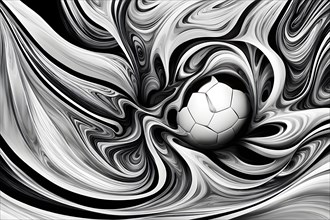 Football whistle transformed into abstract black and white art composed of fluid lines and harmonic