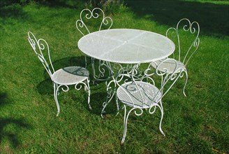 Garden table and chairs in summer