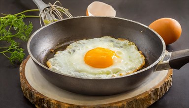 Food, fried egg is fried in the pan, AI generated, AI generated
