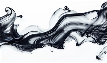 A brush glides across a white canvas. Black, gray and white dramatic strokes. Abstract background