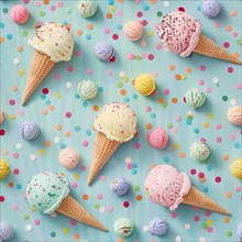 Ice cream scoop seamless pattern AI generated