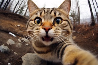 Funny cat taking a selfie photo. KI generiert, generiert, AI generated