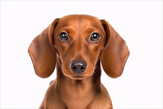 Portrait of brown Dachshund dog on white background. KI generiert, generiert, AI generated