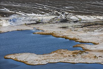 Crater lakes in a volcanic landscape, onset of winter, Fjallabak Nature Reserve, Sudurland,