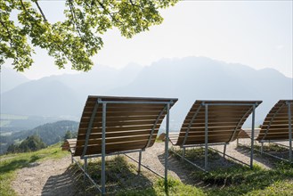 Sun loungers, near Mittenwald, Werdenfelser Land, Upper Bavaria, Bavaria, Germany, Europe