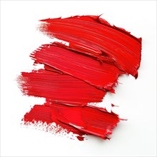 Vibrant red brush strokes on white background AI generated