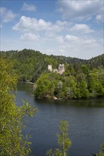 Dobra castle ruins at the Dobra reservoir, Kamptal, Waldviertel, Lower Austria, Austria, Europe