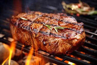Steak on barbeque grill. KI generiert, generiert, AI generated