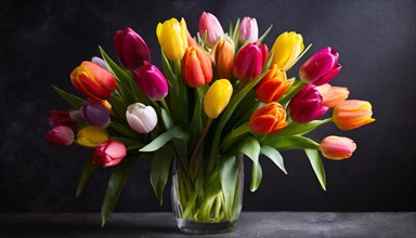 A large bouquet of colourful tulips, spring, AI generated, AI generated