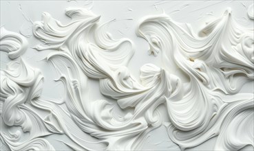 White paint brush stroke on white background. Abstract artistic background AI generated